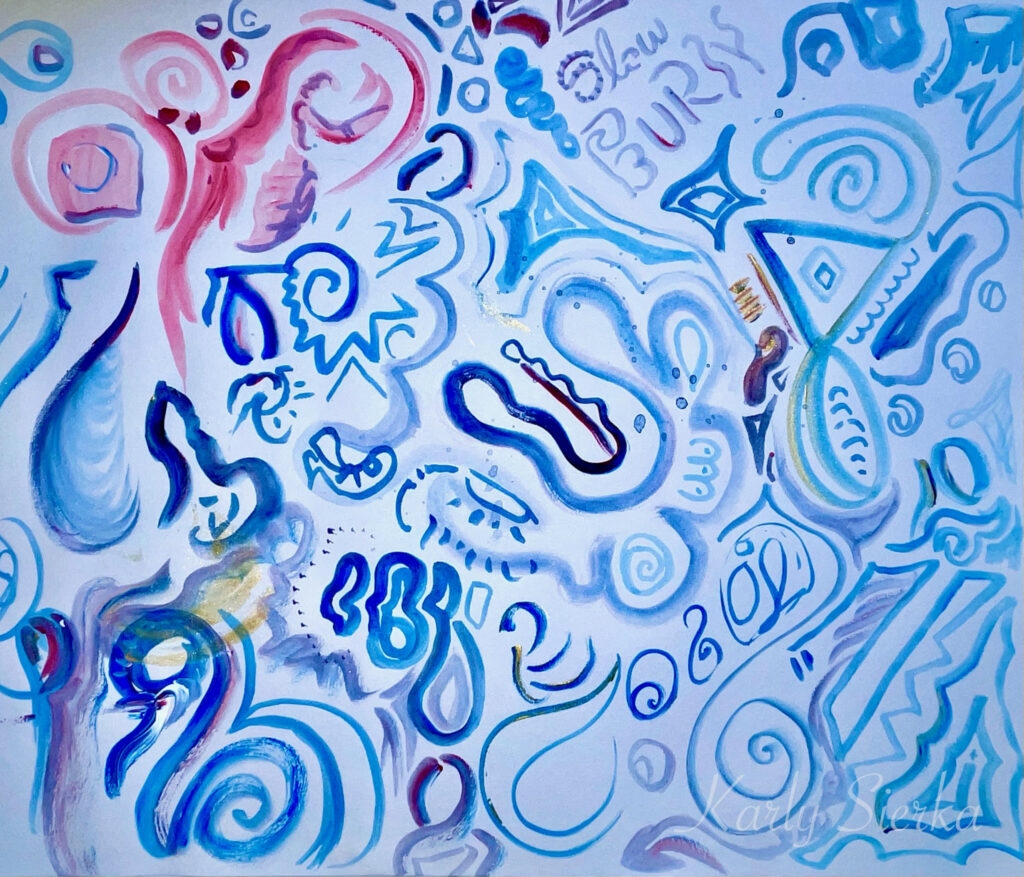 Abstract image of mostly blue curing lines