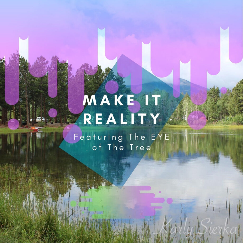 Digital marketing piece combining a nature photograph and splashes of color